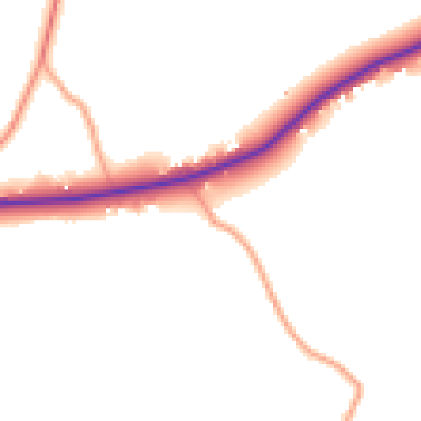 Daytime road noise heatmap for TN20 6JR