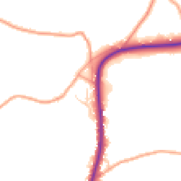 Daytime road noise heatmap for TN20 6LN