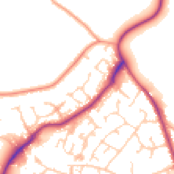 Daytime road noise heatmap for TN25 4QG