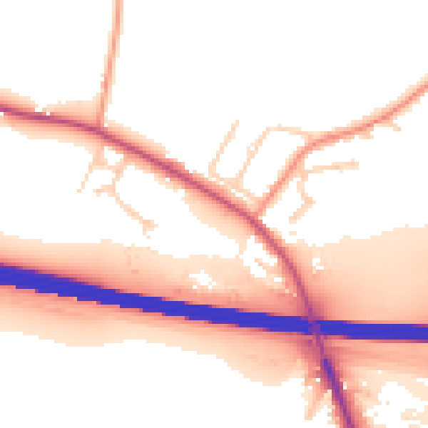 Daytime road noise heatmap for TN25 6FZ