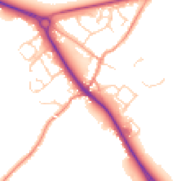 Daytime road noise heatmap for TN27 0AD