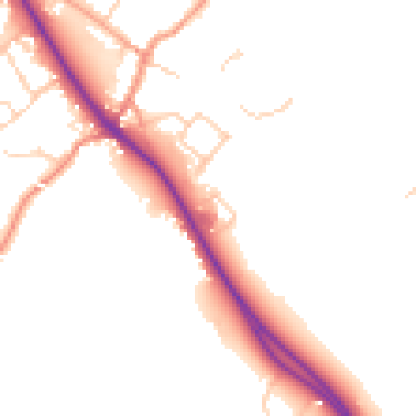 Daytime road noise heatmap for TN27 0DG