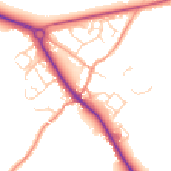 Daytime road noise heatmap for TN27 0HU