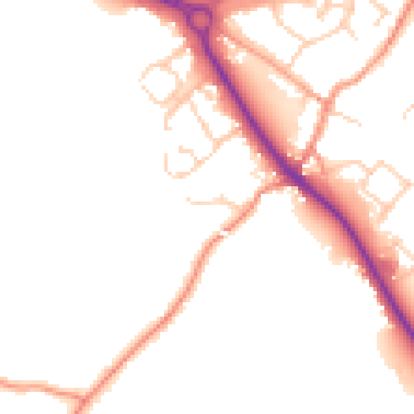 Daytime road noise heatmap for TN27 0HZ