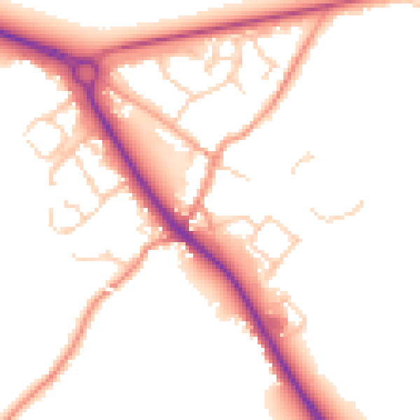Daytime road noise heatmap for TN27 0JG