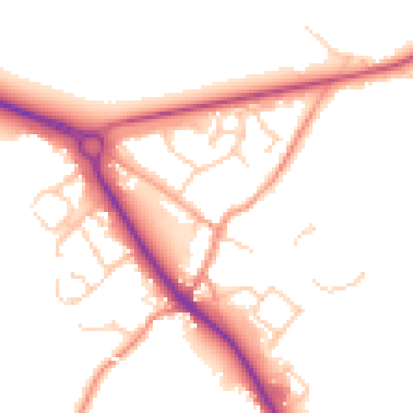 Daytime road noise heatmap for TN27 0JQ