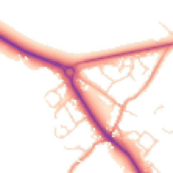 Daytime road noise heatmap for TN27 0JR