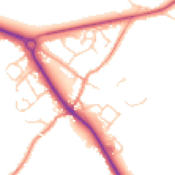 Daytime road noise heatmap for TN27 0LR
