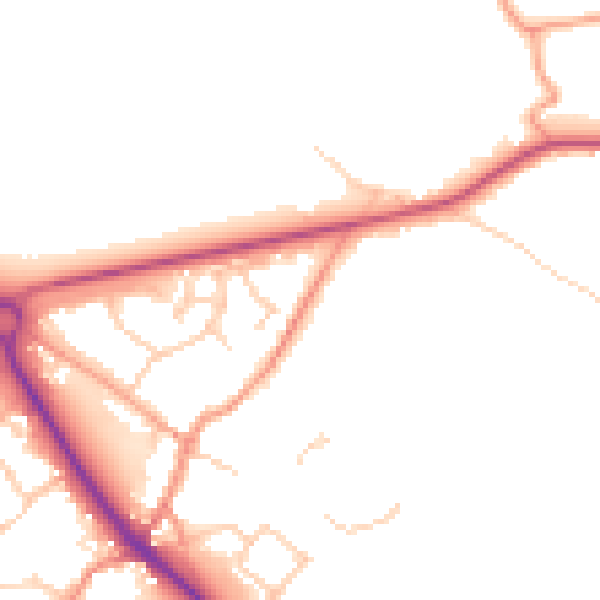 Daytime road noise heatmap for TN27 0LU