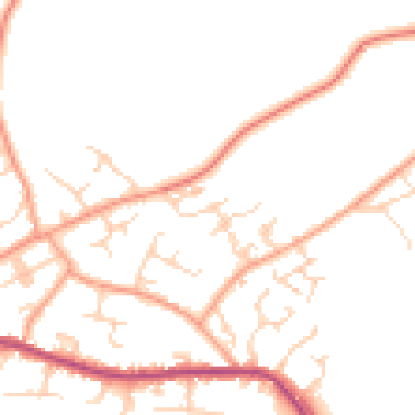 Daytime road noise heatmap for TN27 9BF