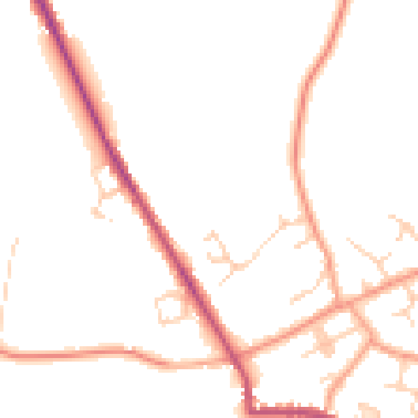 Daytime road noise heatmap for TN27 9FD