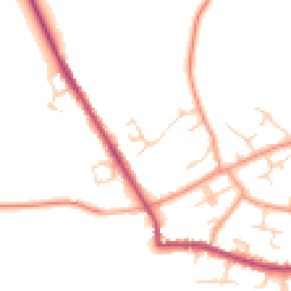 Daytime road noise heatmap for TN27 9FE