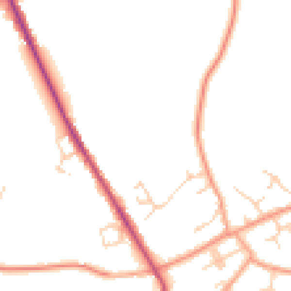 Daytime road noise heatmap for TN27 9FN