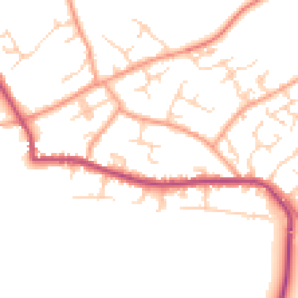 Daytime road noise heatmap for TN27 9TN