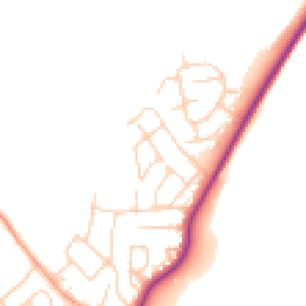 Daytime road noise heatmap for TN29 0QY