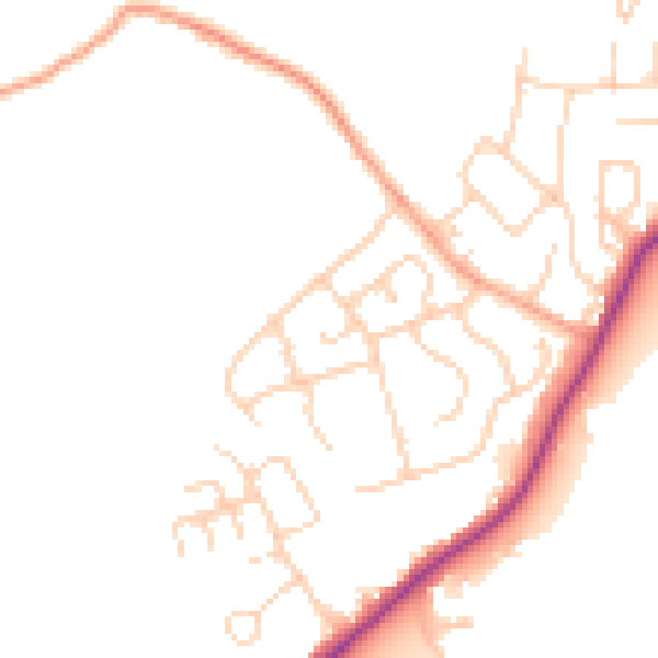 Daytime road noise heatmap for TN29 0XA