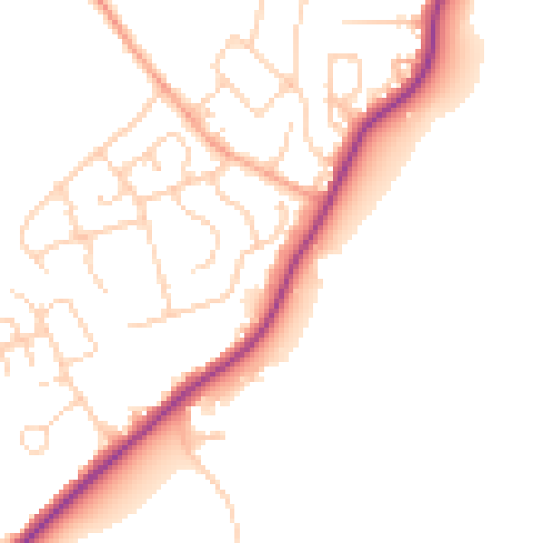 Daytime road noise heatmap for TN29 0XL
