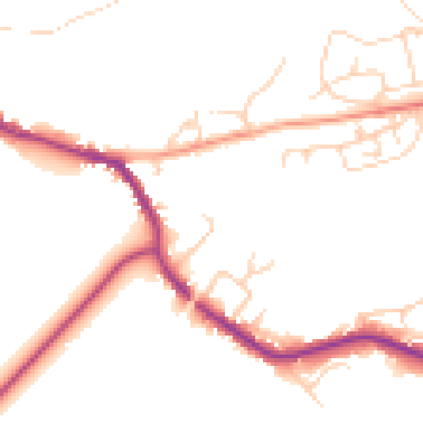 Daytime road noise heatmap for TN33 0BG