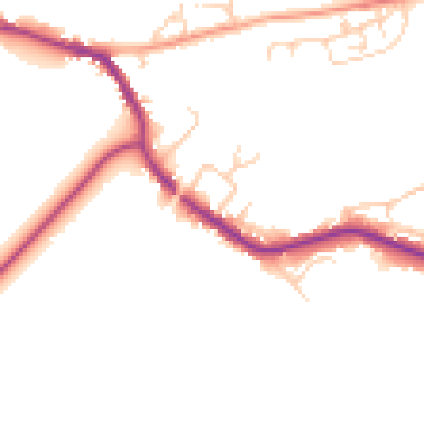 Daytime road noise heatmap for TN33 0BX