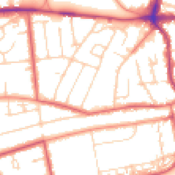 Daytime road noise heatmap for TN39 3PZ