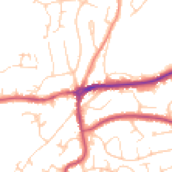 Daytime road noise heatmap for TN39 4FB