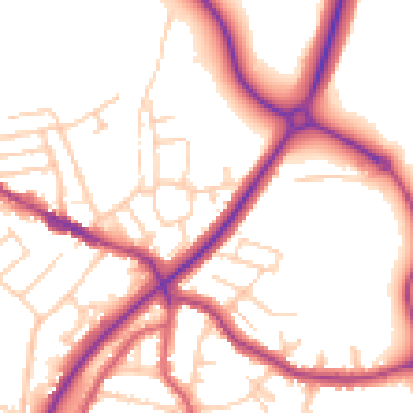 Daytime road noise heatmap for TN39 5EP
