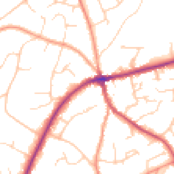 Daytime road noise heatmap for TN6 1AF