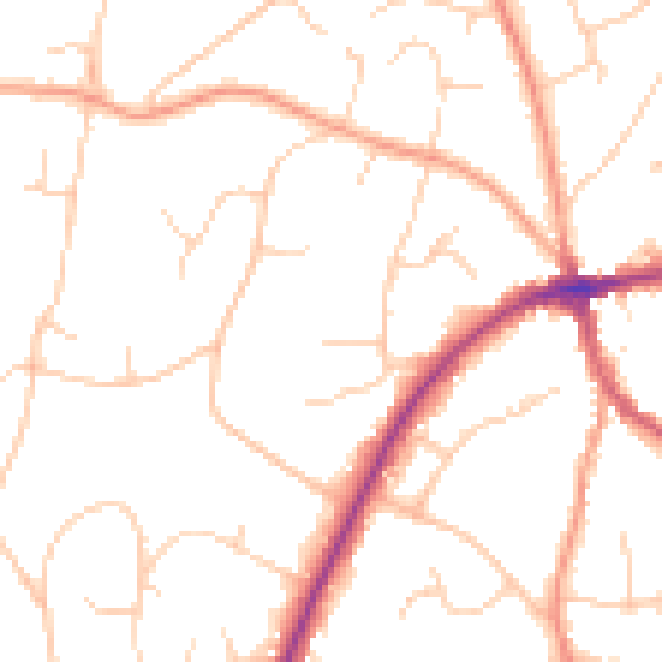 Daytime road noise heatmap for TN6 1BJ