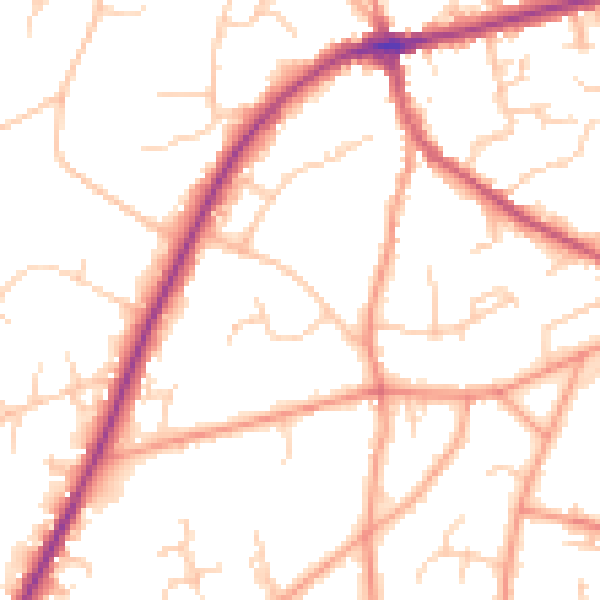 Daytime road noise heatmap for TN6 1BY