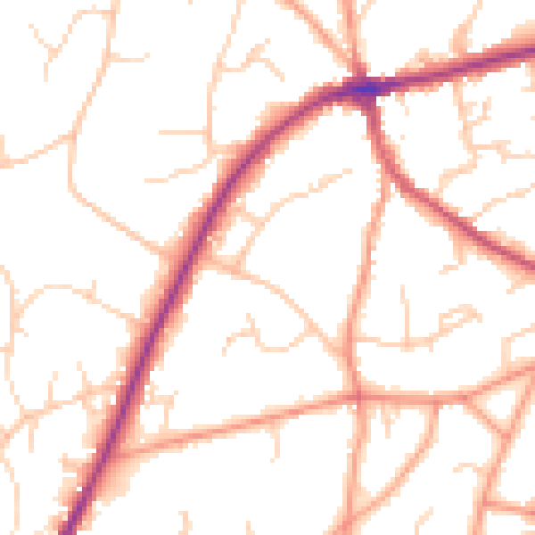 Daytime road noise heatmap for TN6 1BZ