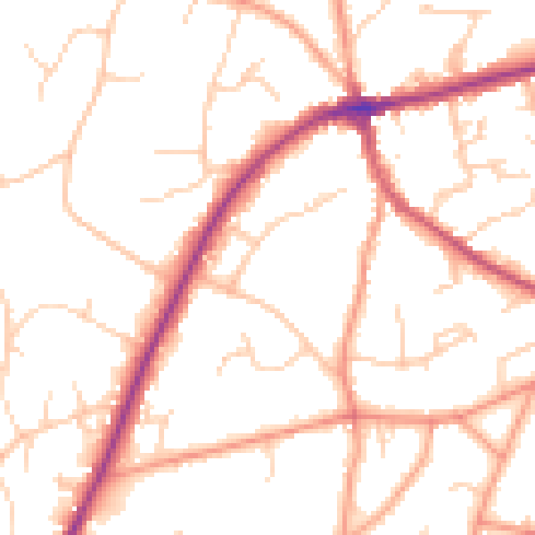 Daytime road noise heatmap for TN6 1DZ
