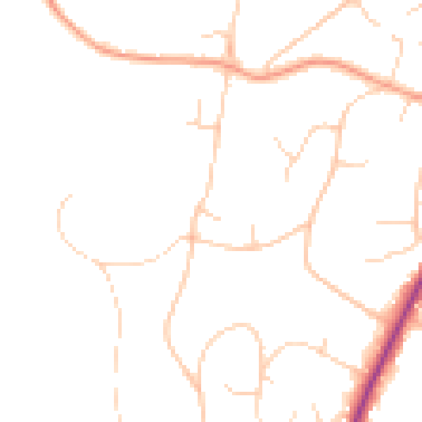 Daytime road noise heatmap for TN6 1RD