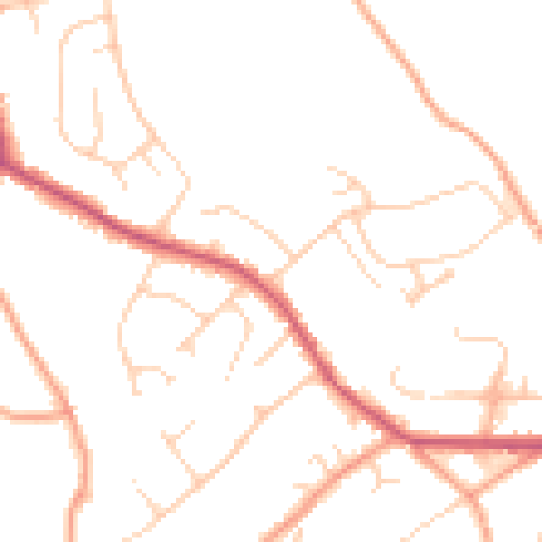Daytime road noise heatmap for TN6 2EY