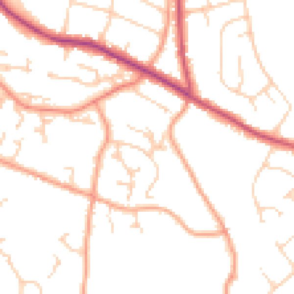Daytime road noise heatmap for TN6 2XW