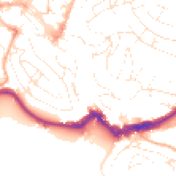 Daytime road noise heatmap for TQ1 1BA