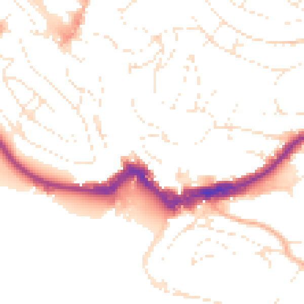 Daytime road noise heatmap for TQ1 1BJ