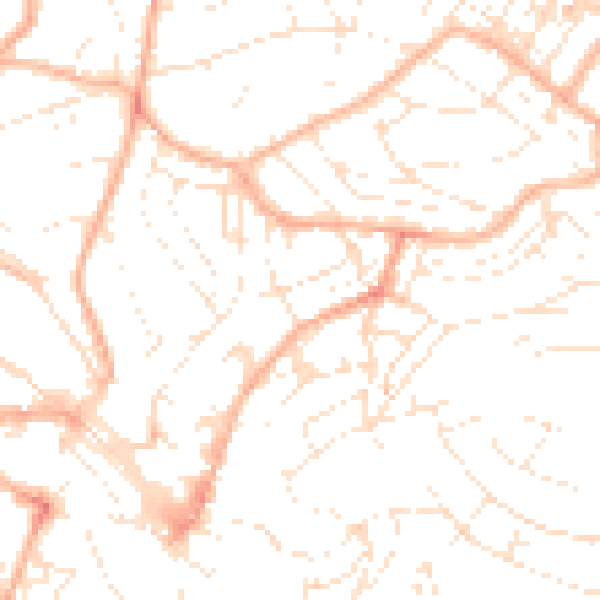 Daytime road noise heatmap for TQ1 1HT