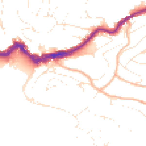 Daytime road noise heatmap for TQ1 2JP