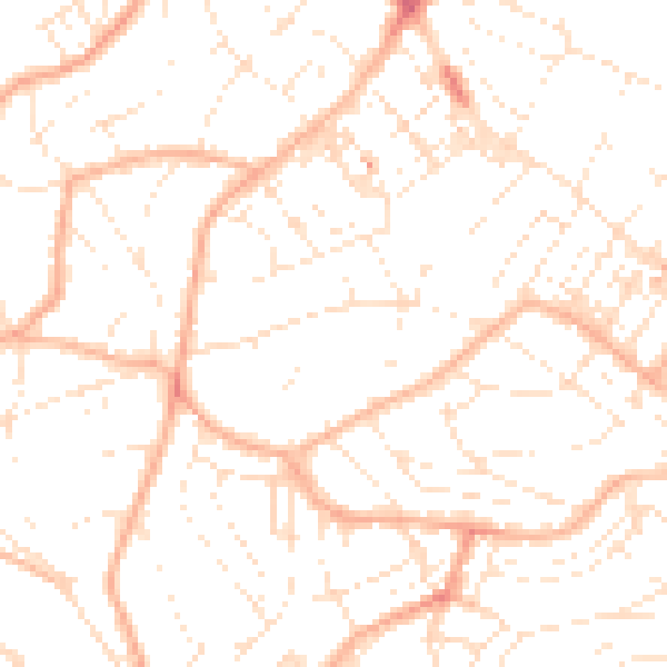 Daytime road noise heatmap for TQ1 3HT
