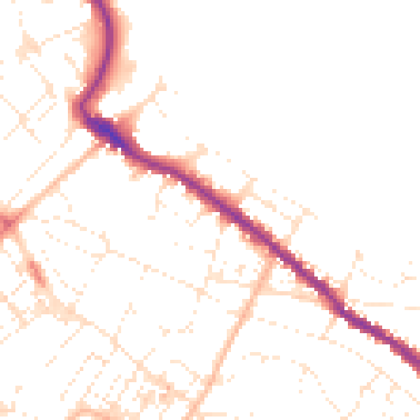 Daytime road noise heatmap for TQ1 3RZ
