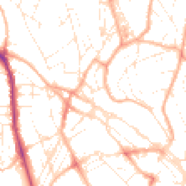 Daytime road noise heatmap for TQ1 4AE