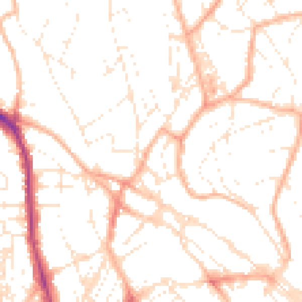 Daytime road noise heatmap for TQ1 4AG