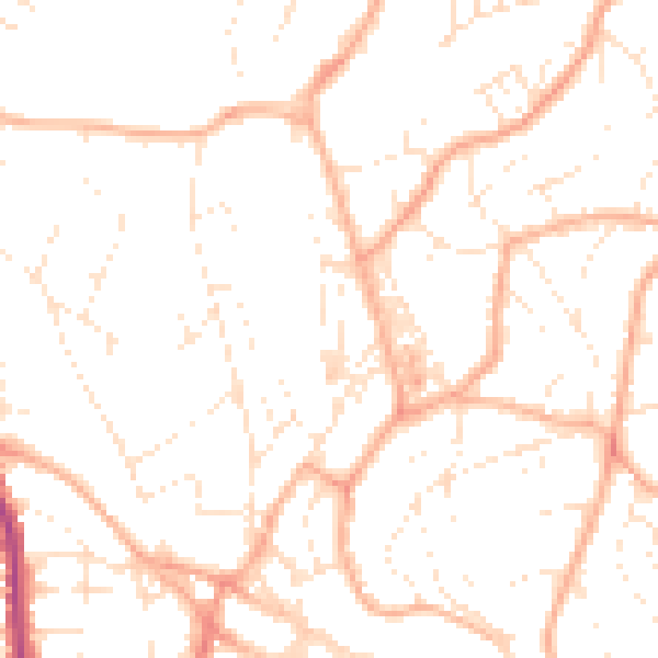 Daytime road noise heatmap for TQ1 4AL