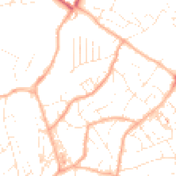 Daytime road noise heatmap for TQ1 4JJ