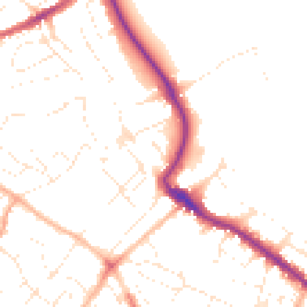 Daytime road noise heatmap for TQ1 4NL