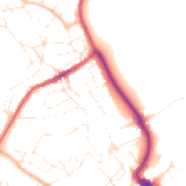 Daytime road noise heatmap for TQ1 4QN