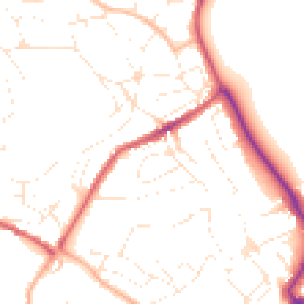 Daytime road noise heatmap for TQ1 4RL