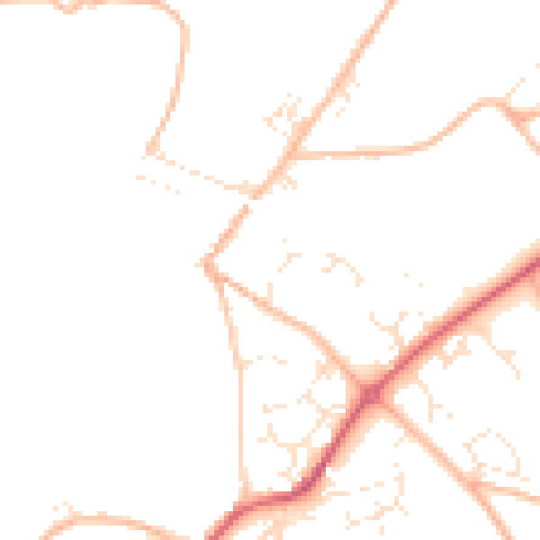 Daytime road noise heatmap for TQ10 9BS