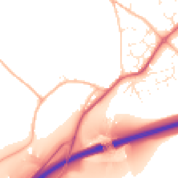 Daytime road noise heatmap for TQ10 9FA