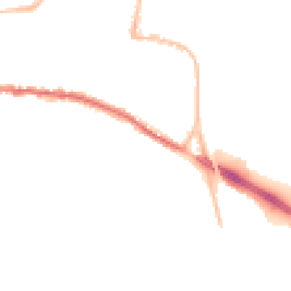 Night-time road noise heatmap for TQ12 1AD